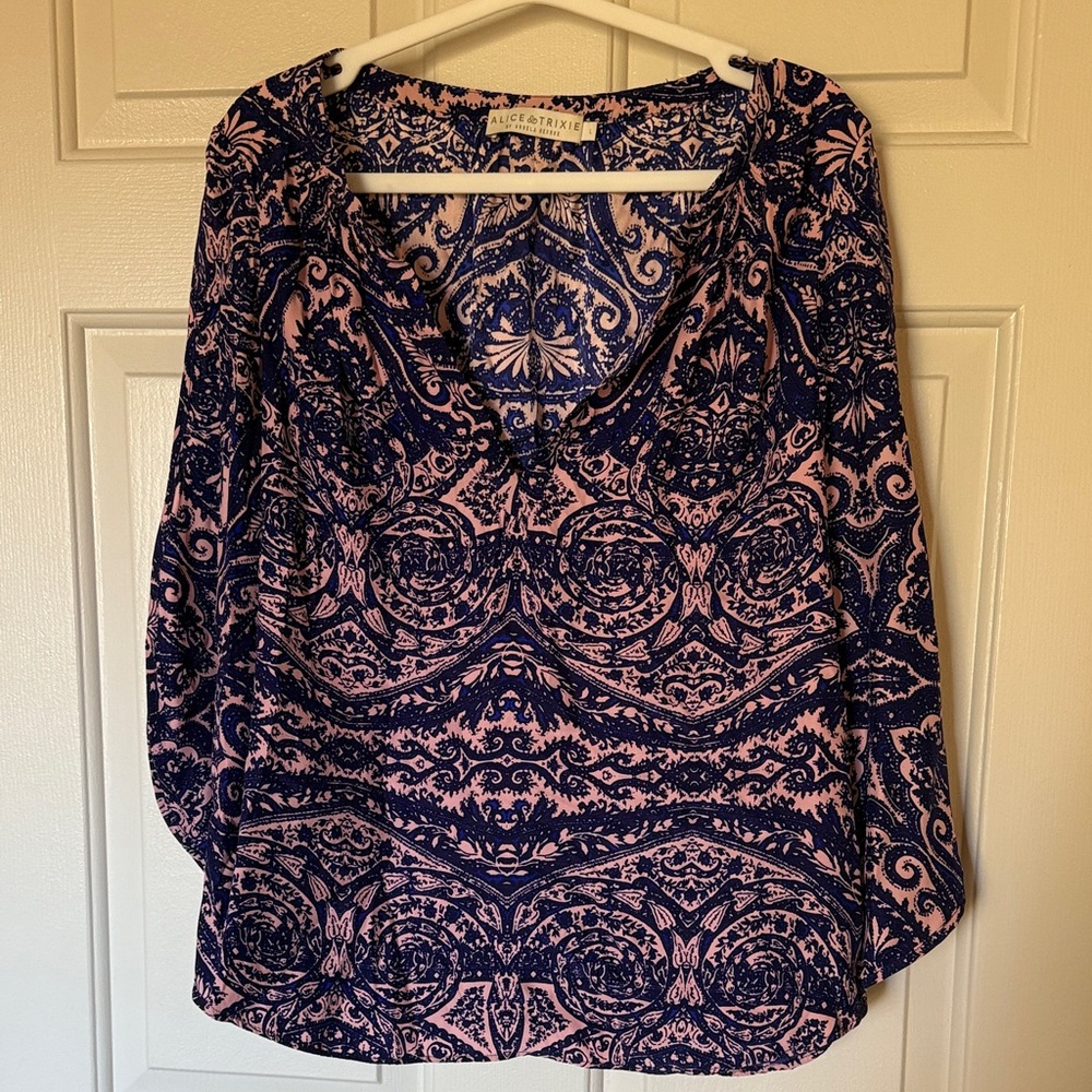 Alice & Trixie Blue and Pink Patterned Blouse